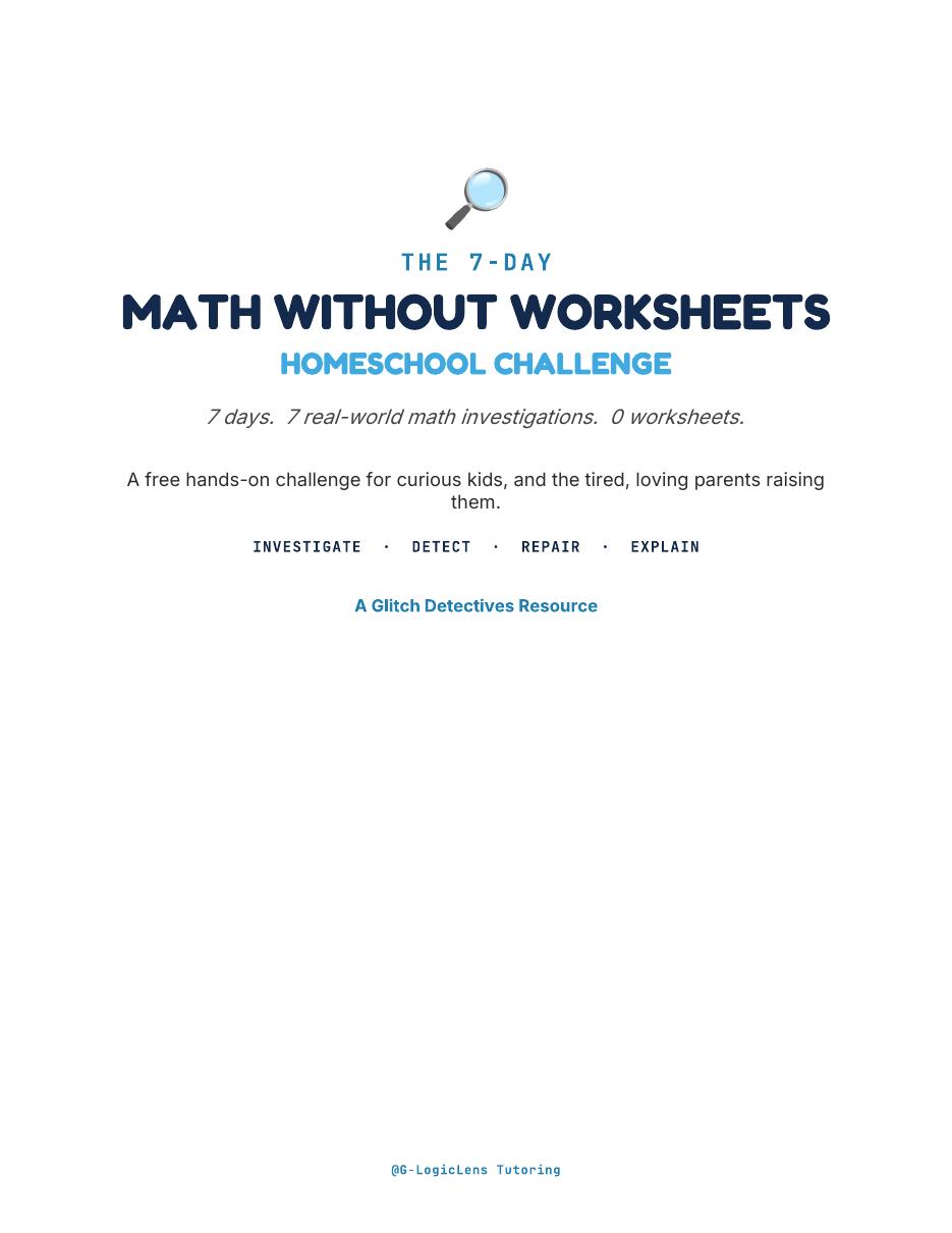 The 7-Day Math Without Worksheets Homeschool Challenge sample page 1