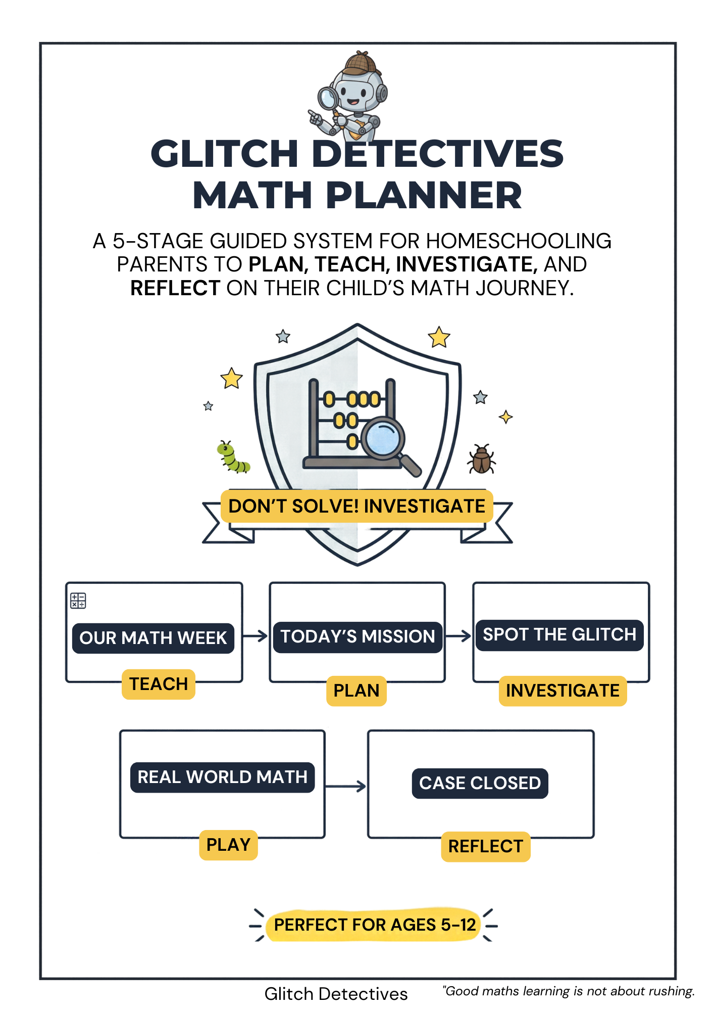 The Glitch Detectives Math Planner sample page 1